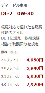 ディーゼル車用 DL-2 0W-30
