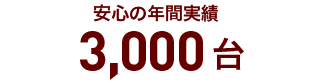 安心の年間実績 3,000台